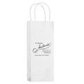 White Kraft Paper 1-Bottle Wine Bag (5 1/2"x3 1/4"x12 1/2") - Flexo Ink